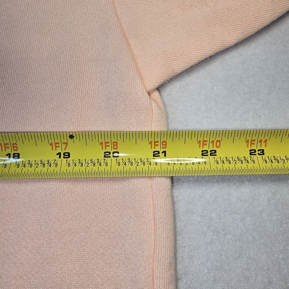 Vtg PFI Peach Pink Graphic Print Floral Sweatshirt 1/4 Zip Cottagecore Grandma L - Picture 8 of 9